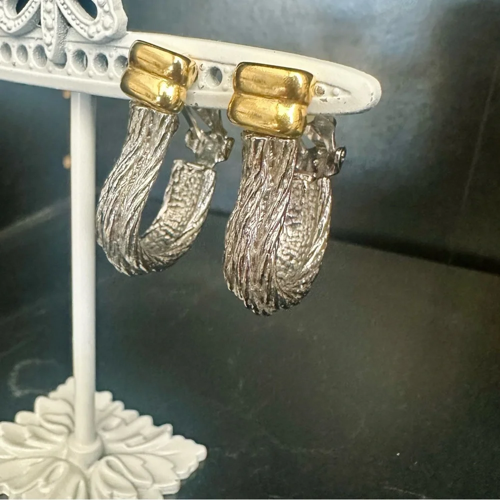 Vintage GUCCI Gold & Silver Horsebit Necklace, Bracelet & Earring—Rare Set - Picture 9 of 14